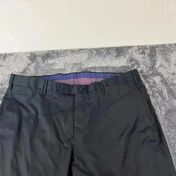 Incotex Super 100s Men's Dress Pants 37X26.5 Black Classic Fit Slacks Flat Front - Picture 2 of 13
